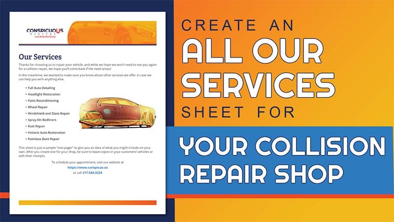 Create an “All Our Services” Sheet for your Collision Repair Shop